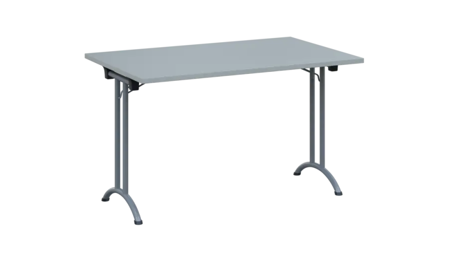 SLA 125 lak skládací jednací stůl 1250x800, deska 25 mm, podnož stříbrný lak, deska šedá